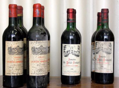 null LOT 10 bouteilles de BORDEAUX DIVERS : 6 Domaine de la Rose Maréchale 1964 4...