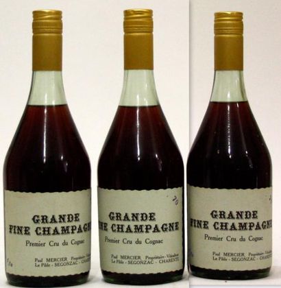 null 3 Flacons 70 cl. COGNAC "Grande Fine Champagne" - Paul Mercier 1970
Niveaux...