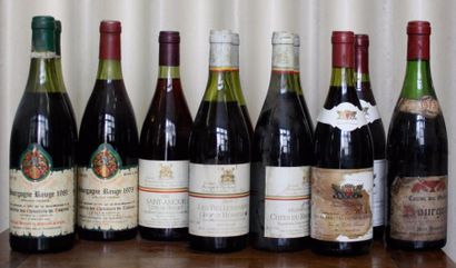null LOT 10 bouteilles VINS DIVERSES REGIONS DE FRANCE : 1 Saint-Amour 1980 1 Domaine...