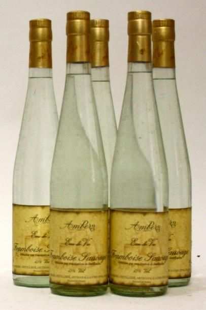 null 5 bouteilles EAU DE VIE de FRAMBOISE SAUAGE - Amberg 
Etiquettes tachées ab...