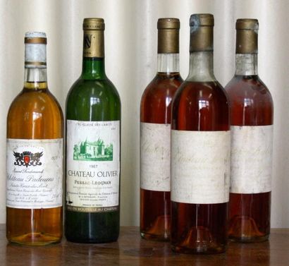 null LOT 5 bouteilles VINS BLANCS DE BORDEAUX DIVERS : 3 Château Loubens 1 Château...