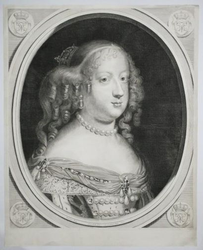 POILLY Nicolas de (Abbeville 1626 - 1686) "PORTRAIT de Marie-Thérèse d'Autriche,...