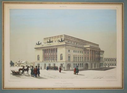 null RUSSIE - 2 VUES DE ST PETERSBOURG - "Théâtre ALEXANDRA, Vue prise de la Maison...