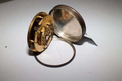 null Montre à gousset en argent. Cadran émaillé à heures en chiffres romains, remontoir...