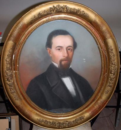 null Charles JALABERT (1819-1901) : deux pastels ovales formant pendant : « Monsieur...