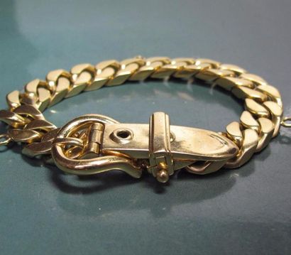 HERMES Bracelet ceinture en or jaune 750°/00, à maille gourmette. Signé Hermès Paris....