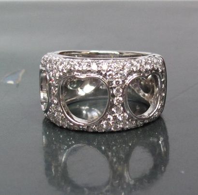   Bague bandeau en or gris 585°/00, sertie de diamants taille brillant (1.50 carat...