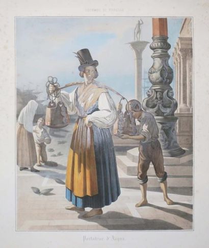 null ITALIE - NAPLES - ENSEMBLE DE 3 PLANCHES : 1 & 2-"Costumi di Venezia, Portatore...