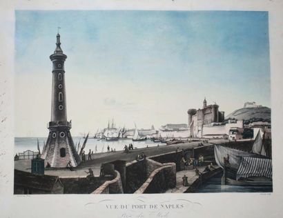 null ITALIE - VUE DE NAPLES - "Vue du port de Naples, Prise du Môle". c.1830. Gravée...