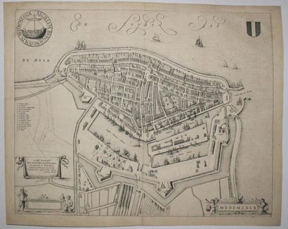 null PAYS-BAS - 2 PLANS DE MASSE - BLAEU (Johannes), 1652 : 1-"MIDDELBURGUM". Gravure...