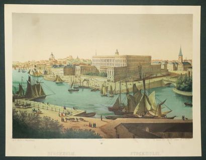 null SUEDE - VUES DE STOCKHOLM - ENSEMBLE DE 2 GRAVURES: 1- HOMANN (Johann Baptist)....