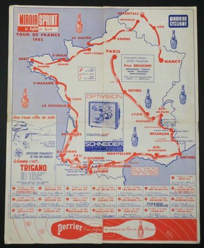 null [CARTE DU TOUR DE FRANCE de 1962] - Carte comprise dans le numéro Tour de France...