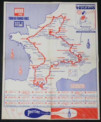 null [CARTE DU TOUR DE FRANCE de 1963] - Carte comprise dans le numéro Tour de France...