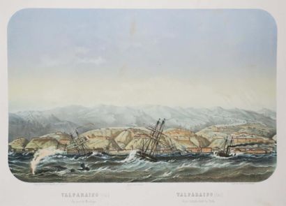 null CHILI - VUE de "VALPARAISO (Chili), Vue prise du mouillage", c.1850. Dessinée...