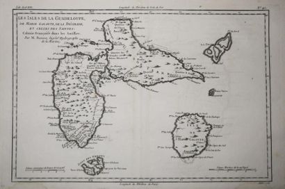 null GUADELOUPE - BONNE (Rigobert). CARTE des "Les Isles de la Guadeloupe, de MARIE...