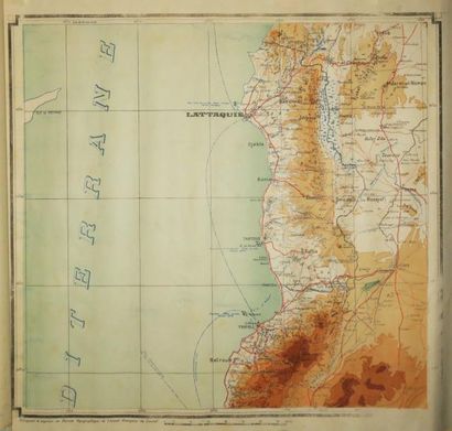 null LIBAN - SYRIE - RARE "CARTE des ETATS DU LEVANT sous Mandat Français, dressée...