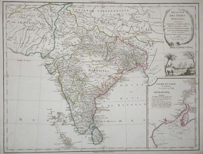 null INDE - CARTE DES INDES ORIENTALES - ROBERT DE VAUGONDY. "Presqu’isle des Indes...