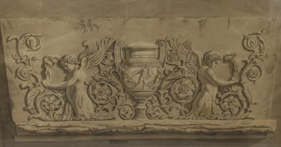 null Charles Percier (1764-1838) (attribuée à). Bas-relief au vase grec et aux figures...