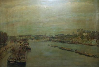null Suzanne VAN DAMME (1901-1986) : « Vue de Quai de Seine à Paris ». Huile sur...