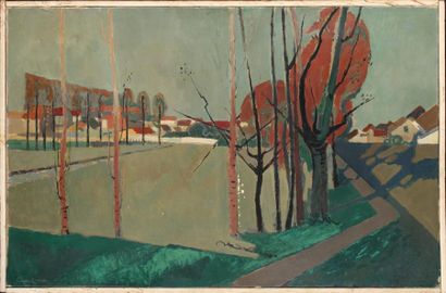 null J.M. CREUZEAU (né en 1929) : « Vue d’un parc ». Huile sur toile.65 x 101 cm