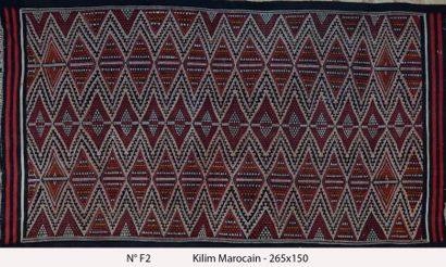null KILIM - CICIM (Nord Atlas Maroc), milieu 20ème siècle A décor de zig zag en...