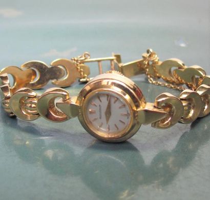 JAEGER LECOULTRE Montre bracelet de dame en or jaune 750°/00, boitier rond, b, mouvement...