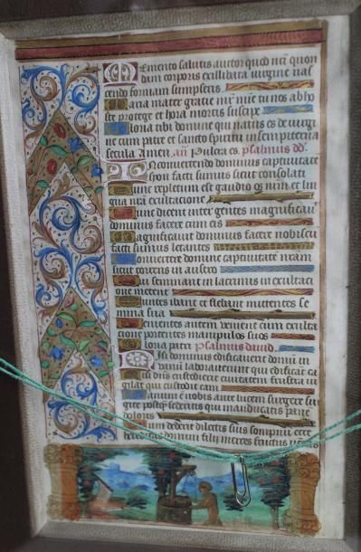 null Enluminure sur parchemin, vers 1520 : « La Présentation au Temple ». Texte au...