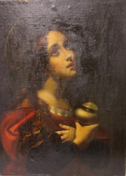 null Ecole italienne du XIX-ème Siècle : « Saint Marie-Madeleine ». Huile sur toile...