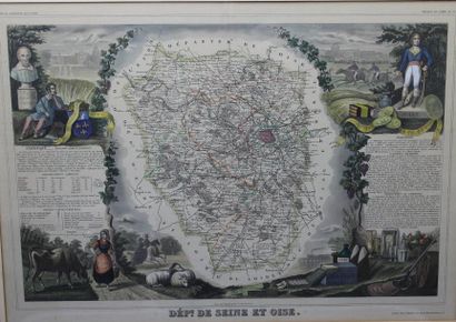 null Gravure en couleurs : « Département de Seine et Oise ». Atlas National Illustré....