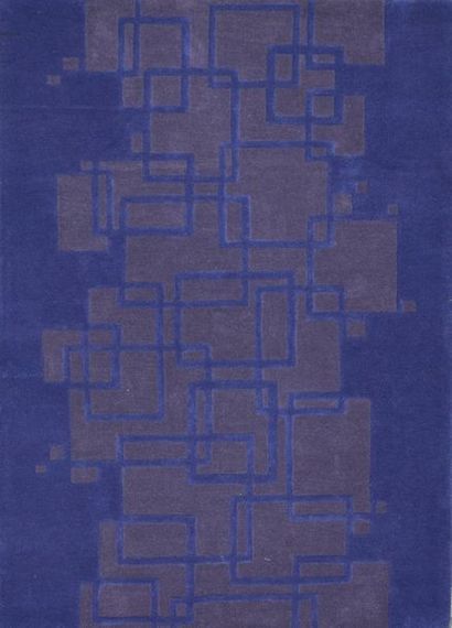 null Tapis Moderne Contemporain en laine monochrome lilas, XXème siècle composé de...