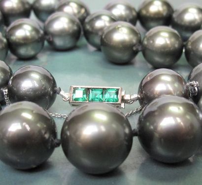   Collier de perles de culture de Tahiti, composé de 33 perles de culture diamètre...