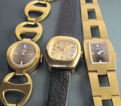   Trois montres de dame Vintage mécaniques et électronique. Vers 1970