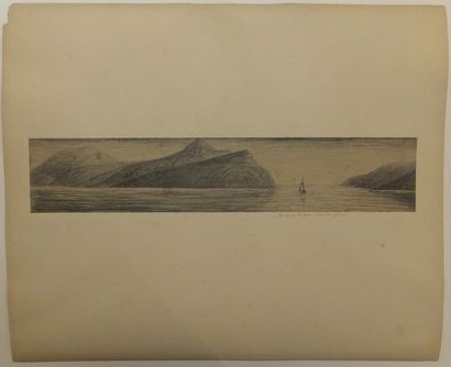 null ANTILLES - BOUCHES DU DRAGON - DESSIN au crayon noir, Juillet 1886. H.44,5xL.55,7cm...