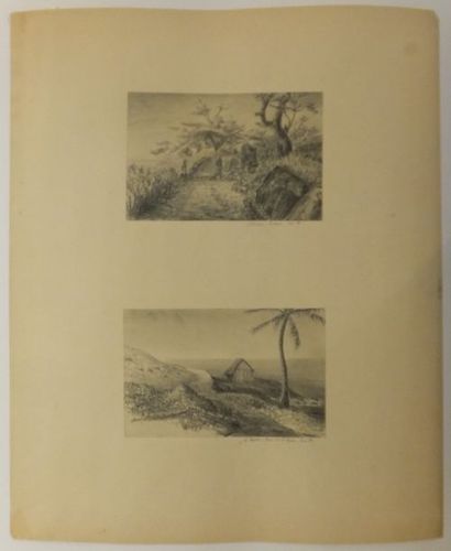 null ILE ROYALE - DESSIN au crayon noir, Juin 1884. H.55,4xL.43,6cm (H.13,1xL.19,9cm)...