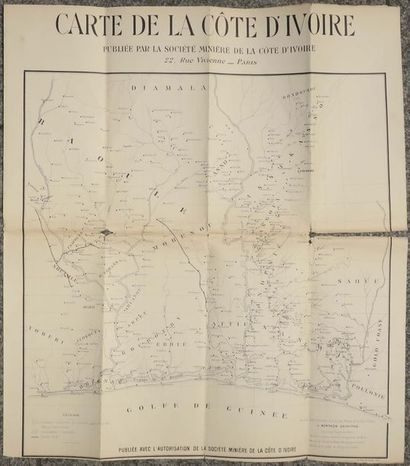 null CÔTE D'IVOIRE - "CARTE DE LA CÔTE D'IVOIRE", publiée par la Société MINIERE...