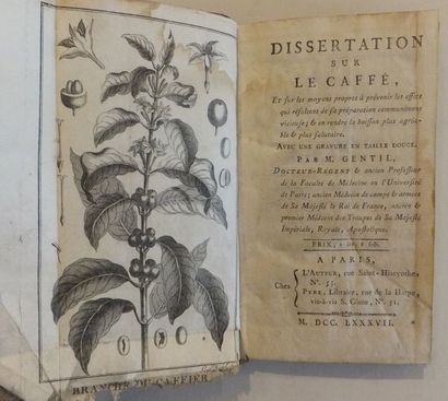 null CAFE - LIVRE, Dissertation sur le caffé, 1787. 120 pages, H.18,5xL.11cm - Etat...