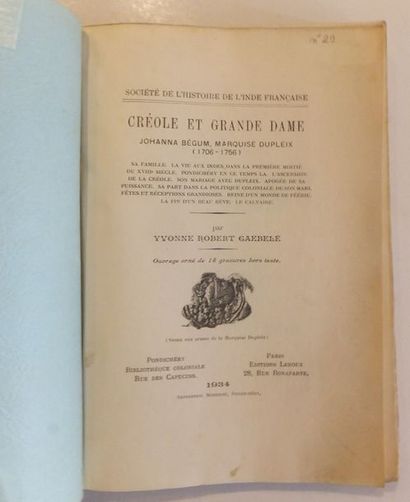 null ANTILLES - CREOLE - LIVRE, Créole et grande dame JOHANNA BEGUM, Marquise dupleix...