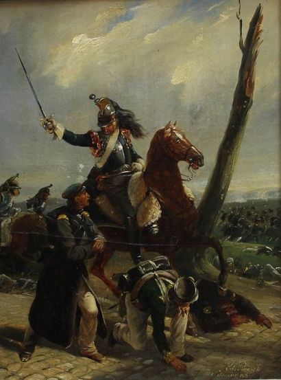 null PINGRET Édouard, 1788-1875, La charge des Dragons et de l'infanterie, 1er janvier...