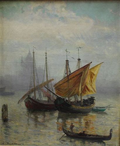 null DUPAIN Edmond, 1847-1933, Venise, huile sur toile, signée en bas à gauche, située...
