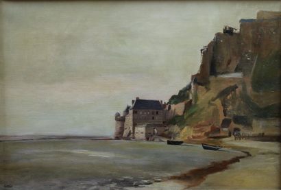 null SAIN Paul, 1853-1908, Fortification près d'une falaise, huile sur toile (petites...