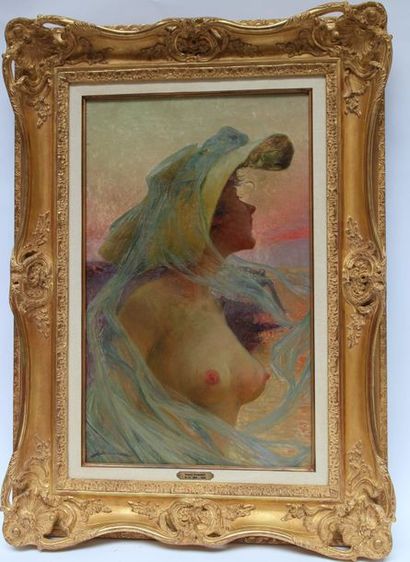 null Henri Gaston DARIEN (1864-1926) : « L’Heure doré ». Huile sur toile signée en...
