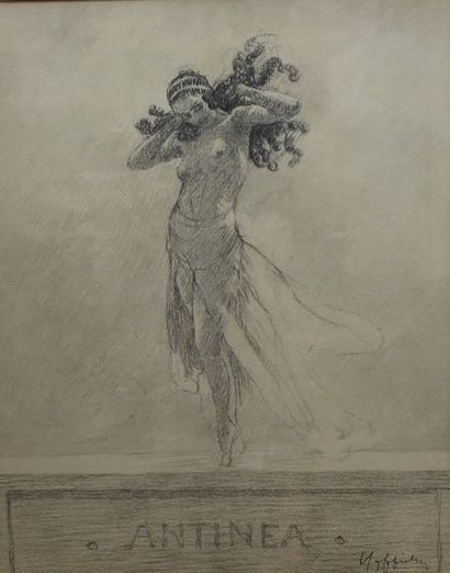 null CAPPIELLO Leonetto, 1875-1942, Antinea, crayon noir (légère insolation), signé...