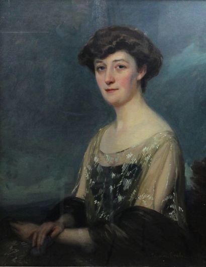 null BOULET Cyprien, 1877-1927, Portrait d'élégante, huile sur toile (quelques usures...
