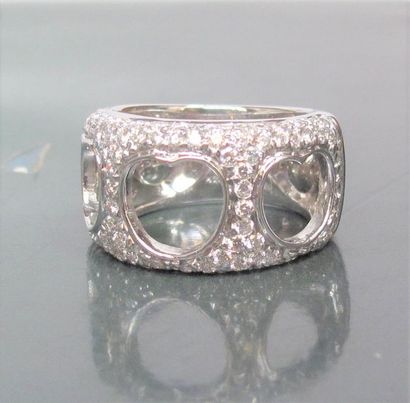 null Bague bandeau en or gris 585°/00, sertie de diamants taille brillant (1.50 carat...