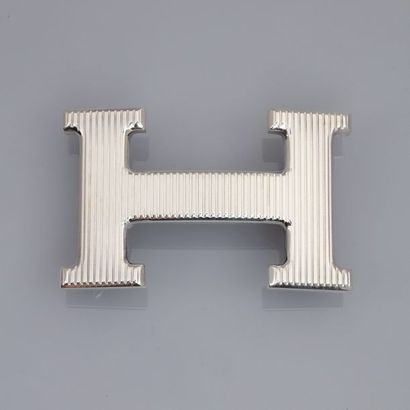 HERMES HERMES, boucle de ceinture Constance striée argentée, pour ceinture 35 mm....