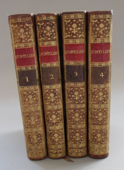 null QUINTILIEN : De l’Institution de l’Orateur. Paris, 1803 ; 4 vol. in-12, veau...