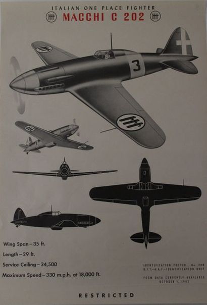 null MACCHI C-202

Affiche d’identification américaine d’octobre 1942. 50x35 cm.
