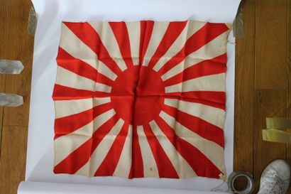 null Drapeau japonais Rising Sun en soie des forces navales japonaises. Epoque 1...