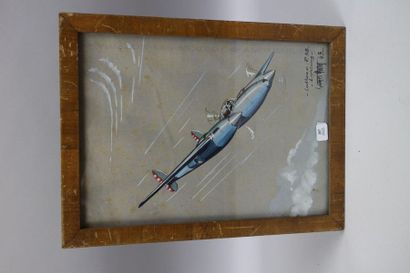 null Lockheed P38 LIGHTNING. Aquarelle gouachée sur papier signée Georges Portes...