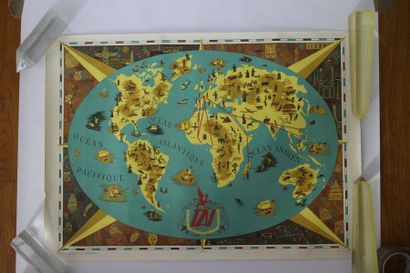 null Mappemonde TAI, affiche vers 1955 – Dimensions 80x57cm